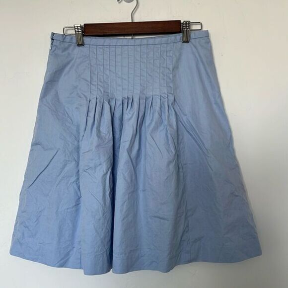 J.Crew Pleated A-Line Skirt Light Blue Cotton Blend Size 6 Petite - Picture 4 of 5